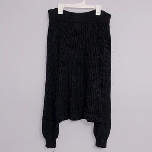 Charlotte Russe Black Sparkly Off the Shoulder Sweater Size Small